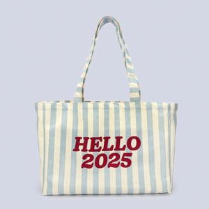 Wholesale Stripe Reusable <b>Gift</b> Travel Large Capacity Classic Students Shopping Custom Printed Logo Women's Large Canvas Tote - Product Image 3
