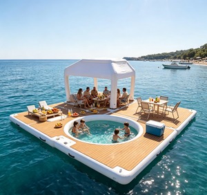 Île flottante gonflable commerciale, plateforme de <span class=keywords><strong>piscine</strong></span> en EVA Drop-Stitch pour les vacances en mer ou en lac en extérieur - Product Image 3