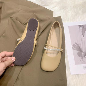 รองเท้าผู้หญิงส้นแบนหรูหรารองเท้าหนัง PU ไข่มุกฝรั่งเศสใหม่สำหรับฤดูใบไม้ร่วง - Product Image 4