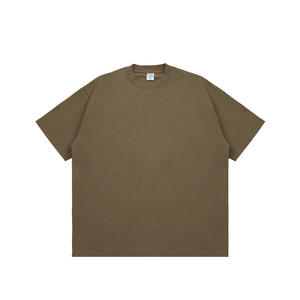 Camisetas con logotipo personalizado para hombre de peso pesado 305GSM 100% algodón acanalado cuello redondo liso teñido camiseta en blanco para estilo Retro - Product Image 2