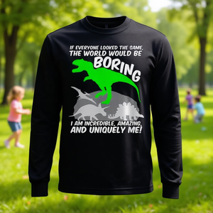 <b>Dinosaur</b> Self Esteem Long Sleeve T-<b>Shirt</b> For Kids And Adults With Inspirational Message - Product Image 3