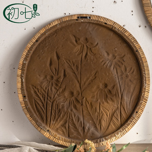 Floral Relief <b>Wall</b> Hanging Circular Retro White Home <b>Decor</b> Entryway - Product Image 4