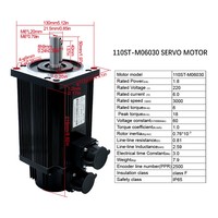 Kit Moteur Servo AC Monophasé 1.8KW 110ST Brésil 220V 3000RPM 7.2Nm IP65 avec Variateur T3DF et Câble 5M pour CNC, Routeur, Machine à Coudre