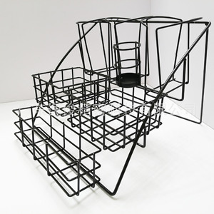 <b>Wire</b> Paper Cup Holder Black Standing Type Rectangle <b>Storage</b> <b>Basket</b> For Coffee Milk Tea Cup Rack - Product Image 1