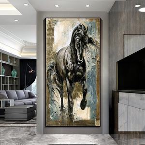 100% pintado a mano decoración de la pared del hogar imagen al óleo Animal caballo elefante caballo <span class=keywords><strong>pintura</strong></span> al óleo lienzo - Product Image 4