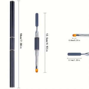 Pincel para decoración de uñas, para <span class=keywords><strong>gel</strong></span> acrílico UV, extensión y dibujo, espátula de eliminación, herramientas de doble punta para uñas, de nailon rizado - Product Image 5