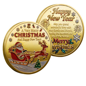 เหรียญที่ระลึกคริสต์มาสลายซานตาคลอส ดีไซน์ใหม่ ปี 2025 งานโลหะแกะสลัก ของที่ระลึกงานเทศกาล ชุบทอง - Product Image 3