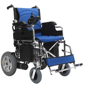 18 seat width Chromed steel foldable Battery on side foldable electric wheelchair Foldable backrest
