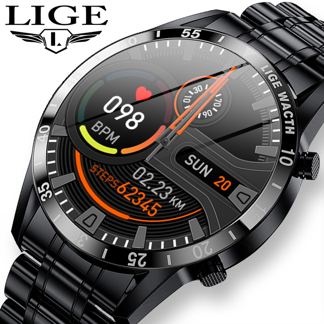 Lige BW0189 Fashion Business Stainless Steel Smartwatch Blood Pressure Blood Oxygen Fitness Tracker IP67 Waterproof Smart Watch