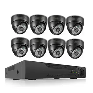 Kamera Pengawas Anti Air, Kit DVR AHD Sistem Keamanan CCTV 8CH 1080P 2MP 1080P IP66, Set Kamera Video P2P