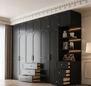 BALOM Customized Solid Wood Wardrobe Bedroom Furniture Walk in <strong>Closet</strong> <strong>Design</strong> With Adjustable Shelves and Hangers - Product Image 5