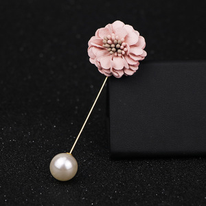 Colorido KoreanJewelry Homens Tecido Broches Collar Mens Ternos Camélia Flor Imitação Pérola lapela Vara Pin Rose Broche - Product Image 2