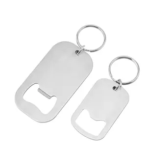 Manufacturer customized metal blank rectangle shape beer wine bottle opener Keychain