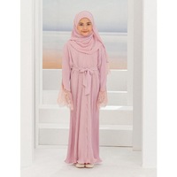 SIPO – robe longue plissée en dentelle, manches à volants, couleur unie, style arabe, pour bébé fille, Abaya, robe musulmane, 2023