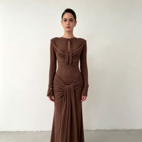 Robe Longue Décontractée et Élégante pour Femme, Couleur Unie, Coupe Ample, Nouvelle Collection Printemps-Été 2026 Europe-Amérique