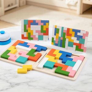 Pattern Block Match Building Cubes With Bell Kids Adults Toys Wooden Matching Puzzle <b>Board</b> <b>Games</b> <b>for</b> Family Holidays Night - Product Image 3