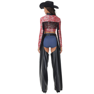 Cosplay di Halloween della donna della polizia costumi femminili Cowboy nappa biancheria intima erotica uniforme - Product Image 5