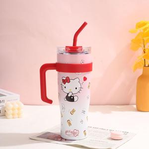 Hello Kitty Stainless Steel Tumbler 304 With Handle And Straw Large Capacity Insulated For Travel - Product Image 1