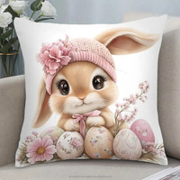 Housse de coussin décorative vintage style ferme avec motif lapin, rétro, pour la décoration intérieure, 18x18 pouces.