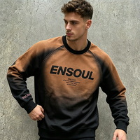 Sweat-shirts à col rond surdimensionnés pour hommes en coton haute densité, imprimés, teints, avec effet dégradé par peinture au pistolet personnalisée, Fabricant de vêtements