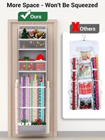 Organisateur de papier cadeau à suspendre sur la porte - Rangement pour papier cadeau de Noël en polyéthylène PE, 1 paquet, gris