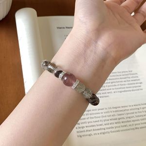 Natural <b>Crystal</b> Green Phantom Quartz Bracelet S925 Sterling Silver Strawberry Quartz Women's Everyday Wear Minimalist Design - Product Image 1