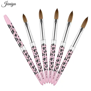Diseño exclusivo Pink Cow Print 100% Kolinsky UV Polish Gel Acrílico Brush Tool Pen 3D Acrylic Nail Art Brush