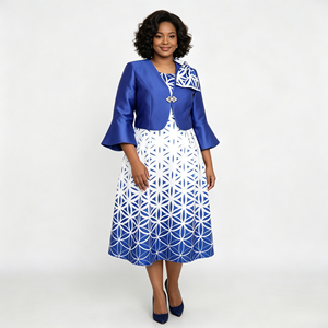 Vestido de Alta Calidad para Mujer, Talla Grande, Estilo Africano, Conjunto de 2 Piezas, Vestido y Abrigo para Mujer, Vestido de Iglesia - Product Image 6