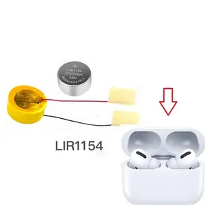 Botão de célula de lítio tws, célula de botão para airpods pro 1 2, 1154 v, 60mah, 4.2v