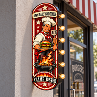 Enseigne LED Chef Burger, enseigne lumineuse vintage en métal, enseigne publicitaire pour restaurant de restauration rapide, bar, décoration murale, pub
