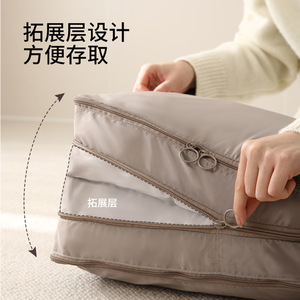 FaSoLa Double <b>Layer</b> Quilt Storage Bag Large Capacity Grey Rectangle Bedroom <b>Under</b> Bed Storage - Product Image 3