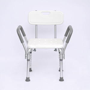 Shower Stool With <b>Backrest</b> And Arms White Plastic Bath Chair For Elderly Disabled Pregnant Users Bathroom Safety Equipment - Product Image 1