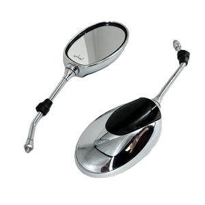 Espelhos Universais Cromados de Plástico ABS para Motocicletas, Retro, Modificados, Ovais, Lente HD Anti-Ofuscante de Ângulo Largo - Product Image 2