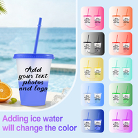 Gobelets en plastique personnalisés anti-fuite de 16 oz, changeant de couleur, avec logo personnalisé, ornement de Noël, sans BPA, pour boissons froides