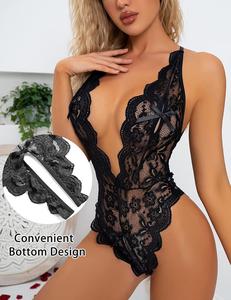 Nuova tendenza Teddy Lingerie <span class=keywords><strong>donna</strong></span> pizzo aperto tuta <span class=keywords><strong>Sexy</strong></span> Lingerie trasparente cavo allettante pizzo erotico <span class=keywords><strong>abbigliamento</strong></span> - Product Image 4