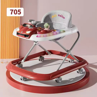 Walker Lipat Multifungsi 2-in-1 untuk Bayi 6-18 Bulan, Rangka Besi Aman, Roda Plastik, Alat Bantu Jalan untuk Belajar Berjalan