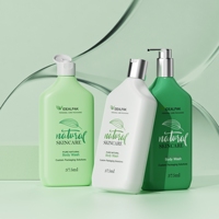 Botella Plana Personalizada de PET de 375 ml para Champú, Envase para Gel de Ducha, Botella con Bomba para Enjuague Bucal, Botella para Cuidado de la Piel