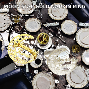 Metal Ramadan Kareem Napkin <b>Ring</b> <b>Moon</b> Star Cutout Holder Luxury Gold Silver Eid Mubarak Table Decoration Islamic Wholesale - Product Image 4