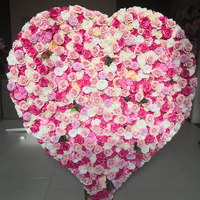 Décor floral mural en forme de cœur, 6,5 pieds de haut, blanc et rose vif, en soie, enroulable, pour mariage et décoration de Noël