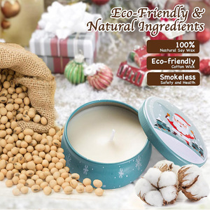 Confezione da 6 Candele Profumate di Design in Barattolo di Latta, Set Regalo di Lusso per Donna, Cera di Soia Naturale Antistress per Aromaterapia Natalizia, Decorazione di Natale - Product Image 2