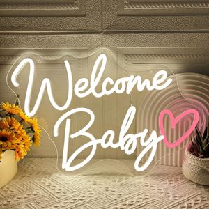 Panneaux néon LED « Bienvenue Bébé » à intensité variable, alimentés par USB, lumière d'ambiance, décoration de vitrine, éclairage de rue, personnalisables 5V - Product Image 6