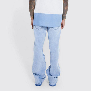 Pantalones Anchos de Mezclilla Personalizados OEM, Jeans de Pierna Ancha, Jeans Ajustados Desgastados para Hombre - Product Image 3