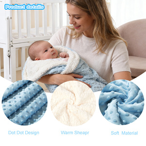 Wholesale Premium Personalized Super Soft Fleece Plush Swaddle Cover Baby Sherpa Dot Blanket for Newborn Baby Winter - Product Image 2