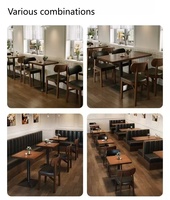 Tables et chaises de restaurant rétro durables, table à manger, chaises de salle à manger, ensemble de restaurant, mobilier de restaurant, bancs de restaurant