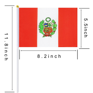 Banderas Peruanas Personalizadas al por Mayor con Asta <span class=keywords><strong>de</strong></span> Madera y Plástico, Diseño Nacional, Bandera Peruana para Agitar con la Mano - Product Image 2
