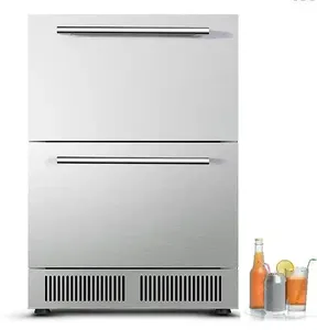 Refrigerador de Bebidas con Doble Cajón de Acero Negro, Pantalla Digital Integrada, para Cerveza, Hogar, Bar - Product Image 1