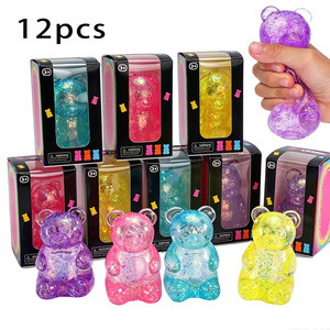 ตุ๊กตาหมีบีบเล่นแก้เครียดแบบกัมมี่ น้ำตาลมอลโทส ยี่ห้อ Slow Rising Fidgets  แบบมีกลิตเตอร์ - Product Image 1