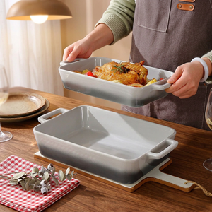 <b>Ceramic</b> Baking Dish Rectangular Oven Safe Dishwasher Safe Minimalist Design With Handles For Roasting And Cooking - Product Image 3