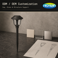 Lampe solaire d'extérieur noire pour chemin, LED blanc chaud 6LM 3000K, 13,3x13,3x50cm, batterie 1,2V 600mAh, panneau monocristallin