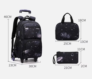 Mochila con <span class=keywords><strong>ruedas</strong></span> para niños personalizada al por mayor, bolsa de almuerzo con <span class=keywords><strong>ruedas</strong></span> 3 en 1 para niños, conjunto de mochila escolar para niños pequeños - Product Image 1
